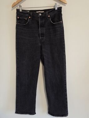 Levi's Black Ribcage Straight Jeans